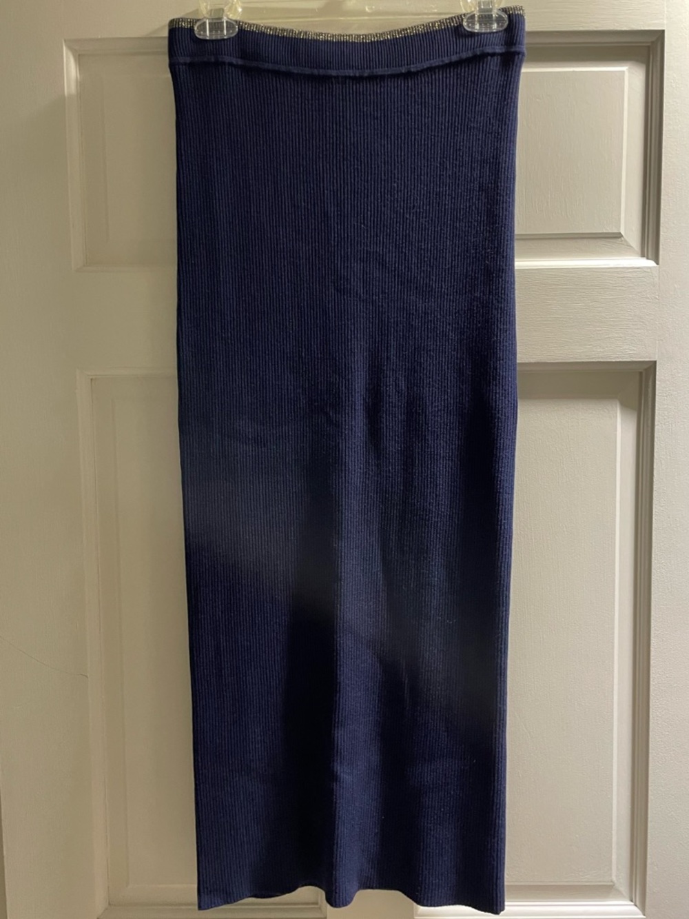 Ramy Brook Navy Ribbed Knit Maxi Skirt